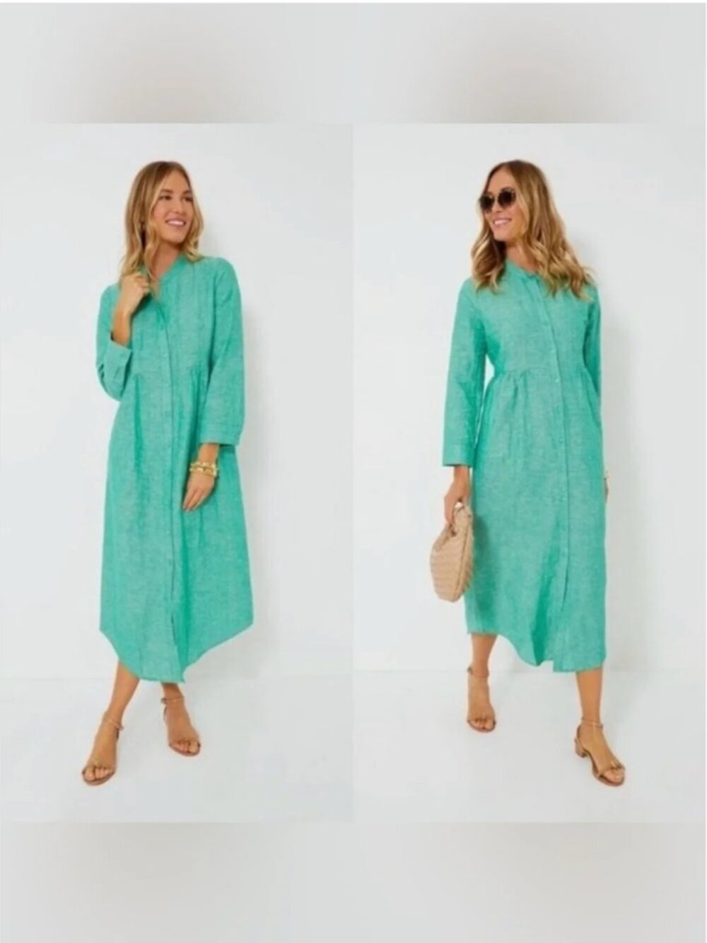 Pomander Place Sea Green Lydell Maxi Shirt Dress Small Tuckernuck